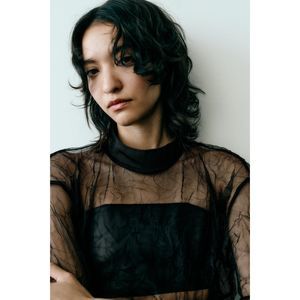 Zara WRINKLED TULLE TOP